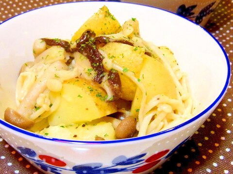 レンジで 新じゃがとキノコのバター蒸し レシピ 作り方 By メリッコ 楽天レシピ